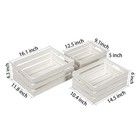 Rustic Wood Crates For Display White  Set Of 3 Nesting Wooden Crate With Hand   