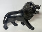 Vintage Hand Carved African Ebony Wood Roaring Lion Statue 12  Heavy 4lb 5oz