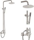 Brushed Nickel Outdoor Shower Faucet 8in Exposed Shower System With Hand Shower