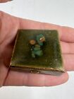 Vtg Mini Enameled Pill Trinket Box Brass Tiny Mini Small Vanity Compartments