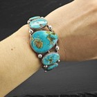 Native American Teardrop Royston Turquoise Sterling Silver Cuff Sz 6 1 2  Br3135