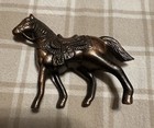 Vintage Copper Plated Stamped Metal Horse With Saddle Figurine New Old Stock