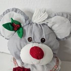 Vintage Fisher Price 1987 Gray Mouse Plush Puffalump Holiday Stuffed Animal Toy1