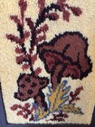 Vintage Caron Latch Hook Rug Framed Mushrooms