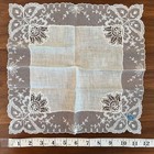 Vtg New W tag Austria Linen Ivory Hand Knotted Lace Handkerchief Great Condition