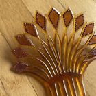 Large Celluloid Antique Hair Comb Art Deco 4 Tooth Amber Red Rhinestones