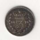 1876 Great Britain Silver 3 Pence