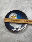 Vintage Norman Brumm Enamel On Copper Owl Plate 6  Mid Century Modern Signed