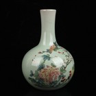 Chinese Old Porcelain  Pink Flower And Bird Pattern Celestial Ball Vase