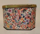 Vtg Floral Tin Daher England Hinged Lid Wildflowers Cottagecore Tea Trinkets See