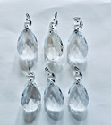 6 Vintage 50mm 2      Bead Bohemian Faceted Crystal Tear Drop Chandelier Prisms