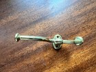 Vintage Solid Brass Double Wall Hook Coat Hat Hook Heavy Ornate 5in