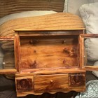 Vintage Desktop Cabinet Storage Handmade Glass Doors Drawer Pine 