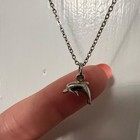 Claire s Silver Dolphin Necklace And Stud Earring Set Beach Summer Jewelry 18in