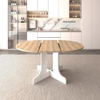 Expandable Oval Round Dining Table 59x43 Inch White Oak Mdf Tabletop