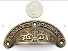 4 Antique Vtg  Style Victorian Brass Apothecary Bin Pulls Handles 3  Cntr    a5