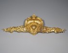 Large Antique French Gilded Bronze Furniture Pediment Decoration Shell Roses 