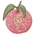 Sparkly Peach Applique Patch - Embroidered Fruit Badge 1 5   iron On 