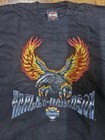 Vtg Y2k Harley Davidson Men s Large Hd Flames Eagle Short Sleeve T Shirt Black