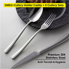 Smeg Retro Cutlery Holder Caddy   6 Cutlery Sets Dining Bundle Cream Blue Black