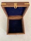 Wood Hinged Trinket Box With Brass Anchor Inlay Nautical 5 25 x5 25 x2 3 4 