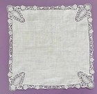 Vintage Hanky Sweet   Lovely Lace   Linen Wedding Bruges Floral Lace 1940s White