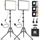 2-pack Led Video Light Kit  25w Dimmable Studio Lighting With Tripod Stand  2900