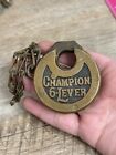 Antique Old Champion Miller 6 Lever Padlock Lock No Key