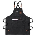 Men Women Thick Canvas Denim Bib Apron Kitchen Cooking Workshop Heavy Work Apron