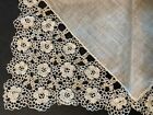 Vintage Edwardian Linen    Chrochet Lace  Handkerchief