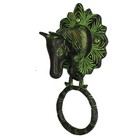 Antique Brass Horse Head Door Knocker 6 6    Handmade Vintage Front Door Bell H125