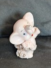 Vintage 50s Spaghetti Art 3  Pink Porcelain Elephant Figurine Japan 