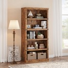 5 Tier Retro Bookcase Farmhouse Book Shelf With Storage Open Display Bookshelves