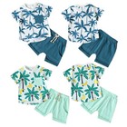 2pcs Newborn Toddler Kids Baby Boy T-shirt Top shorts Cotton Clothes Outfits Set