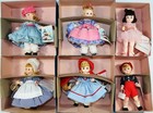 Lot Of 6 Vintage 8  Madame Alexander Dolls W tags 6 Kaiser Stands All Restrung