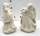 Vintage K s Collection Santa Figurine White Glitter Holding Presents  2 Pcs  6x4
