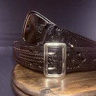 Aker Sam Browne Duty Belt Size 44   b03-44   Basketweave W chrome Brass Buckle
