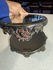 2 Antique Victorian Ornate Footed Plateau Beveled Mirror 10   and 6    Vanity Tray 