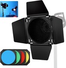 Godox Barn Door   Honeycomb Grid  4 Color Gel Black  Blue  Green  Yellow  Red 
