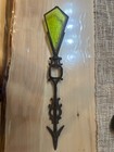 Antique Cast Iron Lightning Rod Arrow Weathervane Green  Glass Tail 17 In 