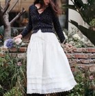 Womens Spring Summer High Waist Solid Color Hollow White Skirt Casual Midi Skirt