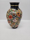Beautiful Mexican Hand Hammered Copper Vase  Painted Flowers