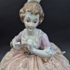 Vintage Porcelain Half Doll With Lace Dress Pin Cushion Victorian Style 10    Tall