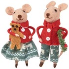 Primitives By Kathy Christmas Day Felt Mice Set 2 Critter Holiday Mouse Ornament
