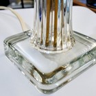 1940s  Cut Glass Sq Base   Brass  Boudour Lamp  Oval Dainty Flower Shade   Rare 