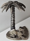 Vtg Solid Brass Camel   Palm Tree Statue Figure Desert Travel Souvenir Display