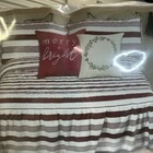 Nwt Christmas Bedding Twin Set Bed Spread Striped Red white And Throw Pillows