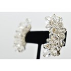 Laguna Vintage Clip On Crystal Earrings Clear Climber Bridal Signed 1950s A24