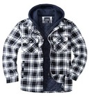 Cotrasen Mens Thermal Quilted Lined Plaid Flannel Shirt Insulated Jacket