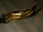 Vintage Burmese Reclining Carved Buddha Gilded Wood Jeweled Inlays